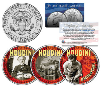 Houdini Master Of Escape JFK Half Dollar 3 Coin Set