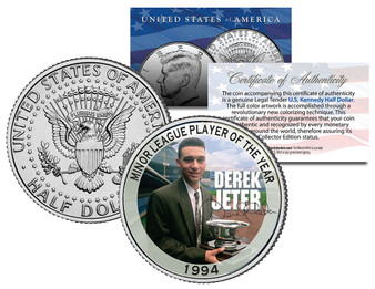 Derek Jeter Rookie 1994 Minor League Colorized JFK Half Dollar