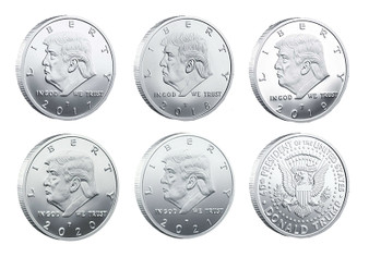 President Trump Silver Plated Proof Tribute 5 Coin Set in Air-Tites Includes 2017, 2018, 2019, 2020 & 2021 Coins