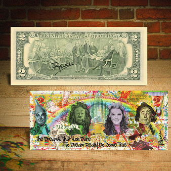 Rency Art Wizard Of Oz Dreams Hand Signed Colorized $2 Bill