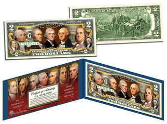 Founding Fathers Obverse Colorized $2 Bill Version 1