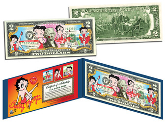 Betty Boop Commemorative Colorized $2 Bill