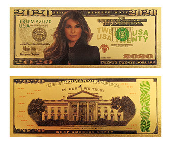 Set of 2 "1st Couple Melania Trump 2020" 24K Gold Plated $2020 Novelty Bills