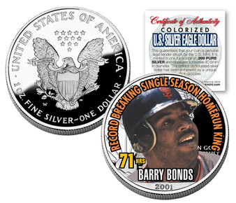 Barry Bonds 71 Hours Colorized 1 Oz. Silver Eagle