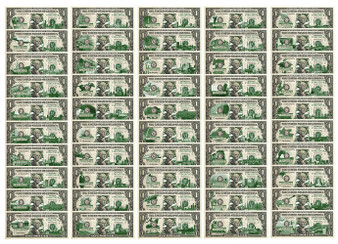 Complete Set of 50 U.S. State Colorized $1 Bill Green Series