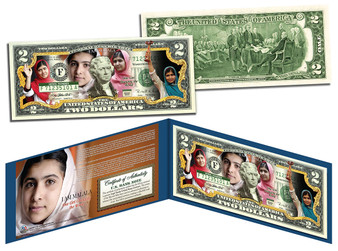 "I Am Malala" Commemorative Colorized $2 Bill