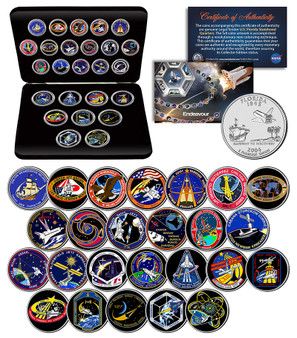Space Shuttle Endeavor Missions NASA Colorized State Quarter 25 Coin Set in Case
