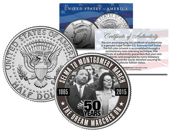 Selma To Montgomery March *50 Years* Colorized 2015 JFK Half Dollar