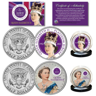Queen Elizabeth II 2022 Platinum Jubilee Set of 2 JFK Half Dollars