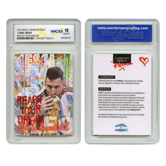 LIONEL MESSI Life is Beautiful DIAMOND Dust Card Signed Artist Rency - GM 10
