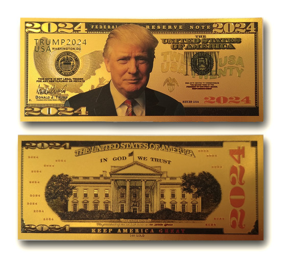 Set of 2 Trump 2024 Gold Bills - Keep America Great
