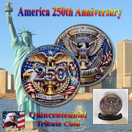 America 250 1 Oz. Tribute Coin - Gold Eagle 250 & Silver Eagle Emblem