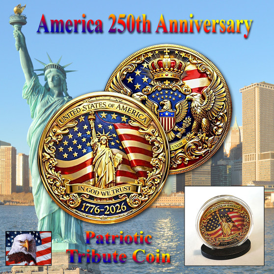 America 250 1 Oz. Tribute Coin - Golden Liberty & Flag