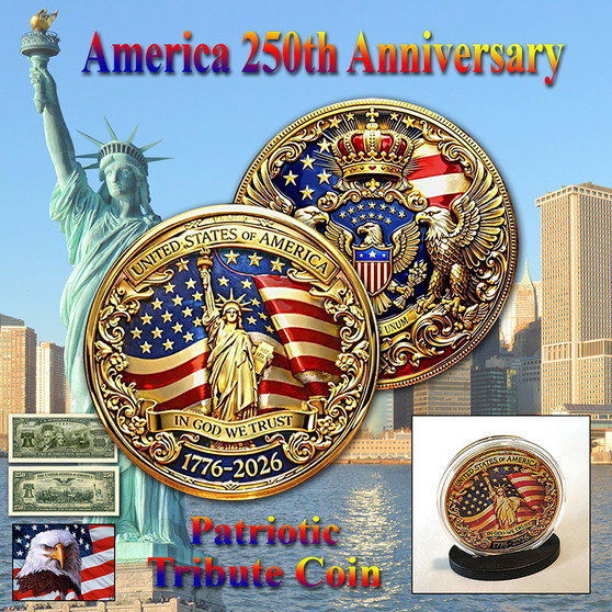 America 250 1 Oz. Tribute Coin - Golden Liberty & Flag