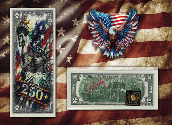 America 250 Statue Of Liberty Colorized & Liberty Signed $2 Bill