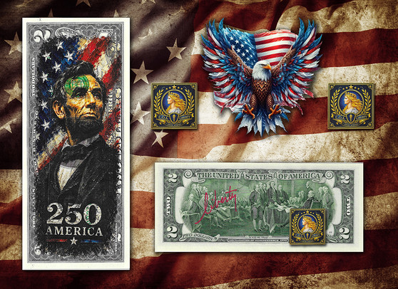 America 250 Abraham Lincoln Colorized & Liberty Signed $2 Bill