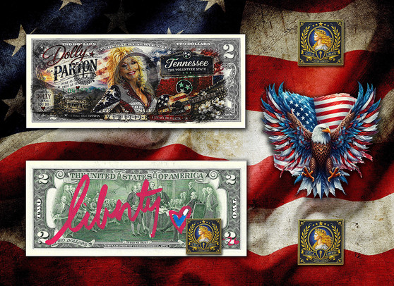 Dolly Parton "Queen of Country" Landscape Edition Colorized $2 Bill