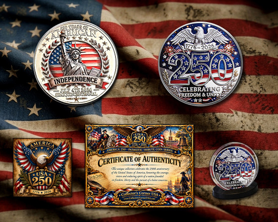 America 250 1 Oz. Tribute Coin - Liberty Flag & America 250