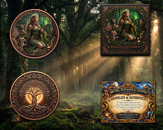Myths, Fantasies & Legends "Enchanted Forest" 1 Oz. Pure Copper Coin with Case