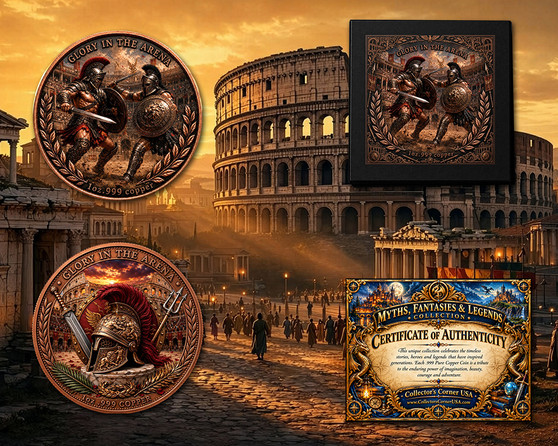 Myths, Fantasies & Legends "Glory In The Arena" 1 Oz. Pure Copper Coin with Case