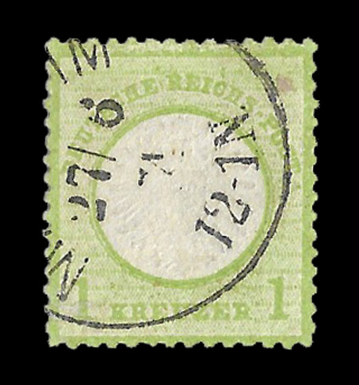 1872 #23 Large Shield 1 Kreuzer Cancelled Yellow Green