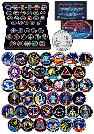 Space Shuttle Discovery Missions NASA Colorized State Quarter 39 Coin Set in Case