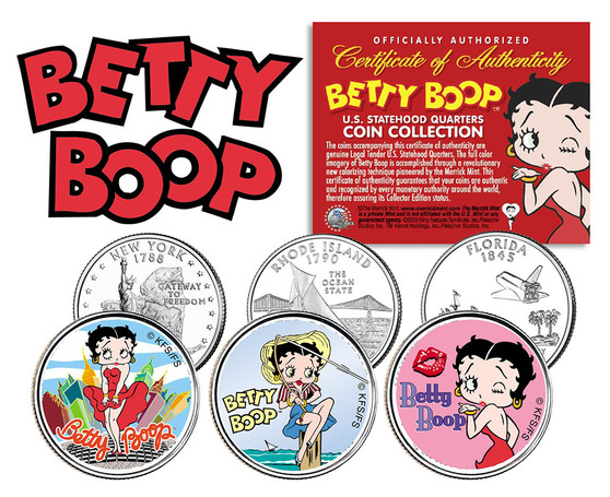 Betty Boop 3 Coin State Quarter Collection