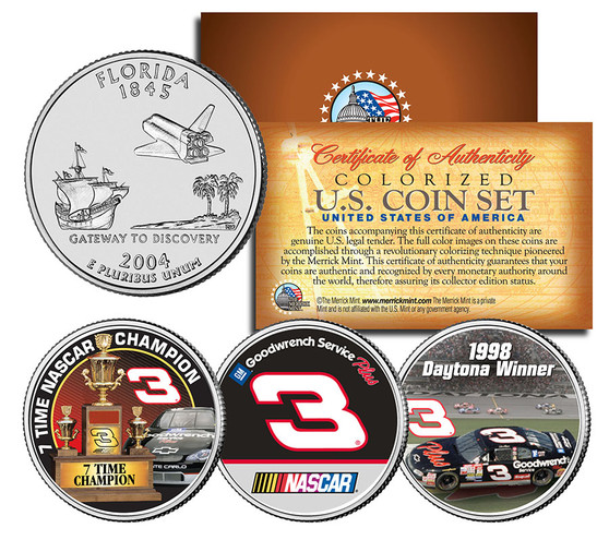 Dale Earnhardt 7-Time Champ Florida 3 Coin Set