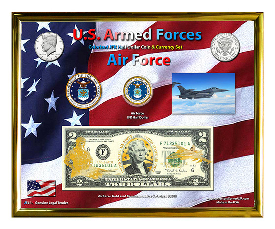 U.S. Armed Forces Gold Series Air Force Colorized Currency Set in 8" x 10" Frame