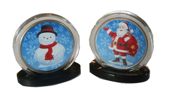 Santa & Snowman 2 Coin Set JFK Half Dollars