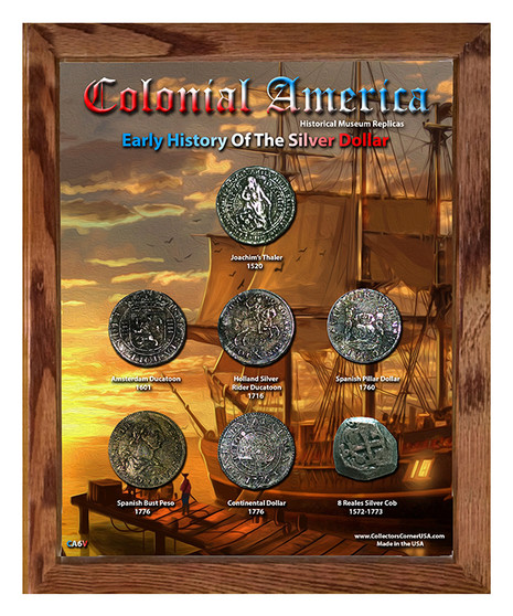 Early History of the Silver Dollar Historical Replica Set in 8" x 10" Frame - V