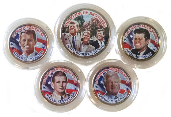 The Kennedy Brothers Colorized JFK & State Quarter 5 Coin Set