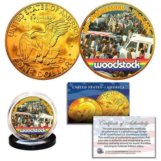Woodstock 50th Anniversary 1969-2019 24K Gold Plated Ike Dollar