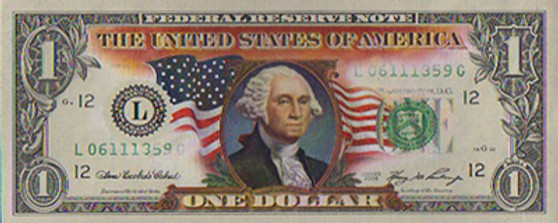 Colorized Patriotic Flag Type A $1 Bill
