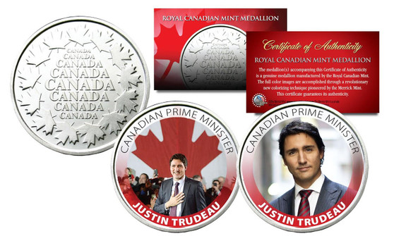 Justin Trudeau Royal Canadian Mint Medallion 2 Coin Set