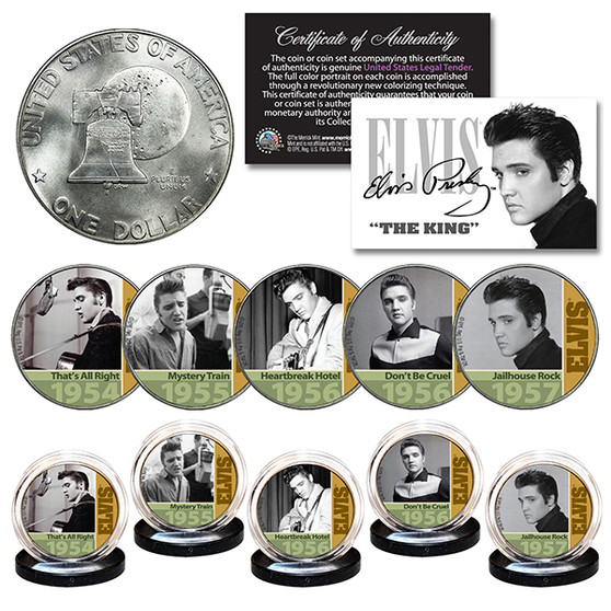 ELVIS PRESLEY 1950's Early Hits 1976 Bicentennial IKE Dollar 5 Coin Set