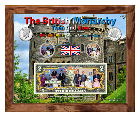 British Monarchy Then & Now Colorized Coin & Currency Set in 8" x 10" Frame