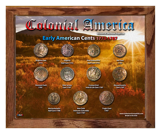 Early American Cents Historical Replica Set in 8" x 10" Frame - H