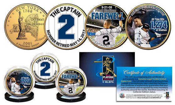 Derek Jeter Yankees Captain #2 Retired 2017 NY State Quarter 3 Coin Set