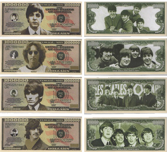 Beatles Million Dollar 4 Note Sets