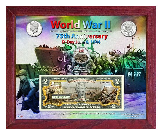 World War II D-Day 75th Anniversary Colorized Coin & Currency Set in 8" x 10" Frame