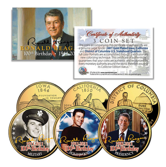 Ronald Reagan 100th Birthday "Life & Times" 3 Coin Set