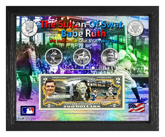 Babe Ruth The Sultan Of Swat Colorized Coin & Currency Set in 8" x 10" Frame