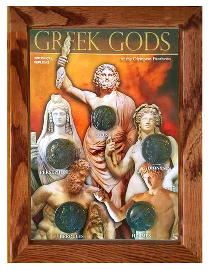 Greek Gods of the Olympian Pantheon 5 Coin Set of Historical Replicas in 5" x 7" Frame