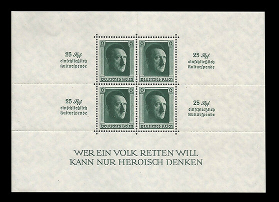 1937 #650 Block 11 Adolf Hitler 48th Birthday MH