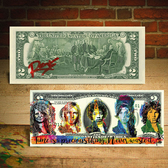 27 Club Red Signature Genuine $2 U.S. Bill Signed by Rency