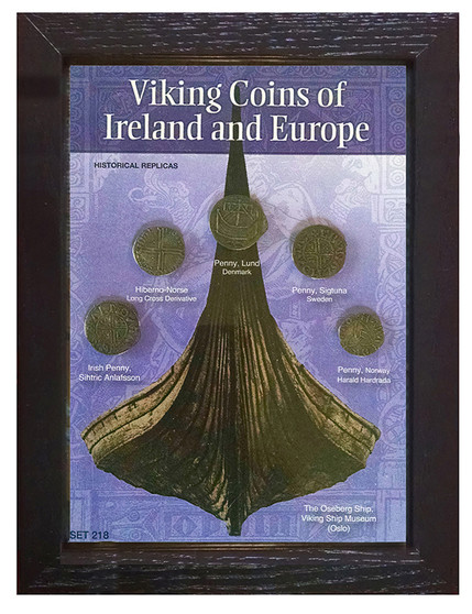 Viking Coins of Ireland & Europe Historical Replica Set in 5" x 7" Frame