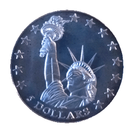 Liberia $5 Statue Of Liberty Coin