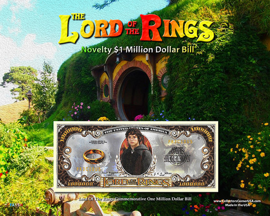 The Lord Of The Rings Novelty Million Dollar Bill Obverse Display - Shire on an 8" x 10" Display Card