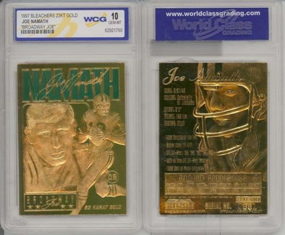 Joe Namath Jets 1997  23K Gold Sculptured Card Graded Gem Mint 10